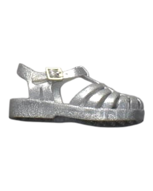 A Silver Sandals from Mini Melissa in size 3T for girl. (Front View)