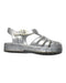 A Silver Sandals from Mini Melissa in size 3T for girl. (Front View)