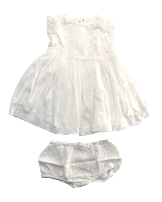 A White Dress Sets from Chateau de Sable in size 3-6M for girl. (Front View)