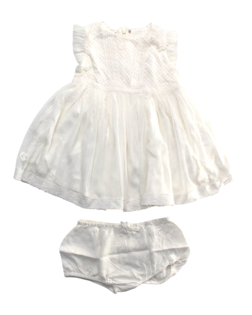 A White Dress Sets from Chateau de Sable in size 3-6M for girl. (Front View)