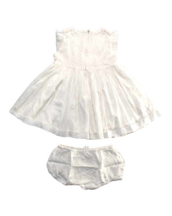 A White Dress Sets from Chateau de Sable in size 3-6M for girl. (Back View)