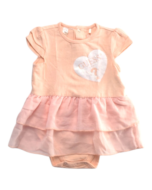 A Peach Short Sleeve Dresses from Guess in size 6-12M for girl. (Front View)