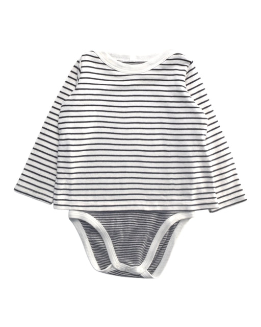A White Long Sleeve Bodysuits from Petit Bateau in size 12-18M for girl. (Front View)