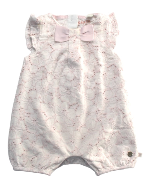 A White Sleeveless Rompers from Baker by Ted Baker in size 3-6M for girl. (Front View)