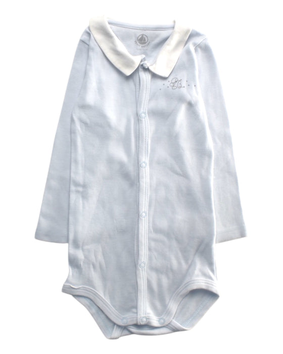 A White Long Sleeve Bodysuits from Petit Bateau in size 6-12M for girl. (Front View)