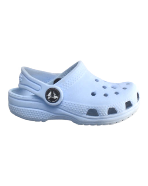 A Blue Slip Ons from Crocs in size 12-18M for boy. (Front View)