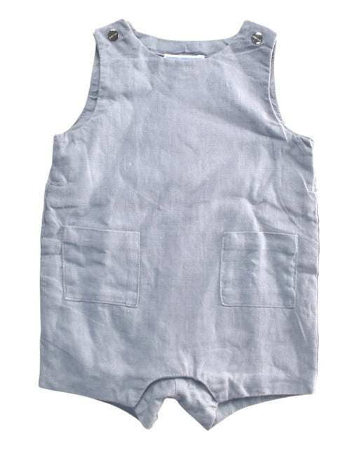 A Blue Sleeveless Rompers from Jacadi in size 3-6M for boy. (Front View)