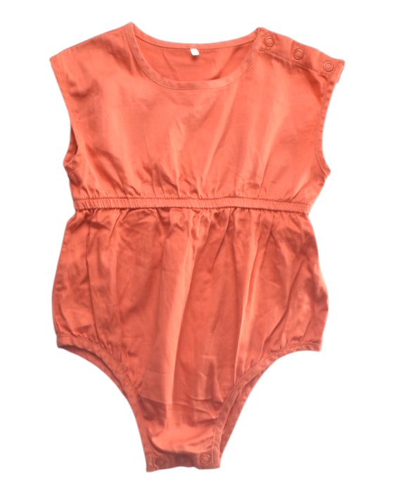 A Peach Sleeveless Bodysuits from Hunter + Boo in size 3-6M for girl. (Front View)