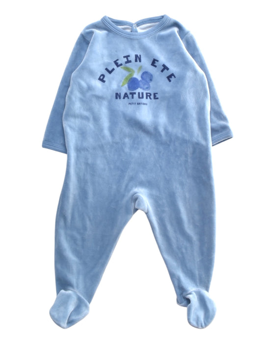 A Blue Onesies from Petit Bateau in size 6-12M for boy. (Front View)