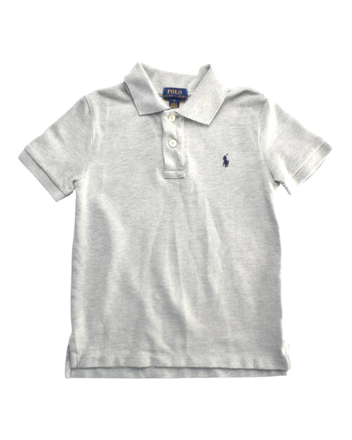 A Grey Short Sleeve Polos from Polo Ralph Lauren in size 5T for boy. (Front View)
