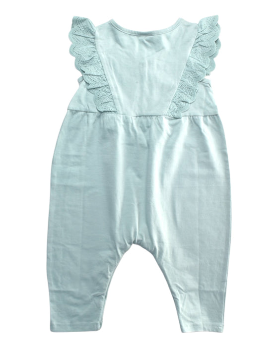 A Blue Sleeveless Rompers from Genwoo Kids in size 0-3M for girl. (Back View)