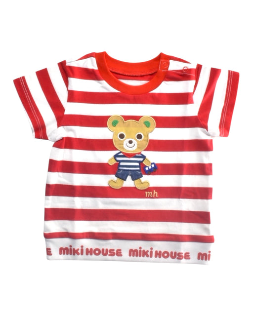 A Red Short Sleeve T Shirts from Miki House in size 12-18M for girl. (Front View)