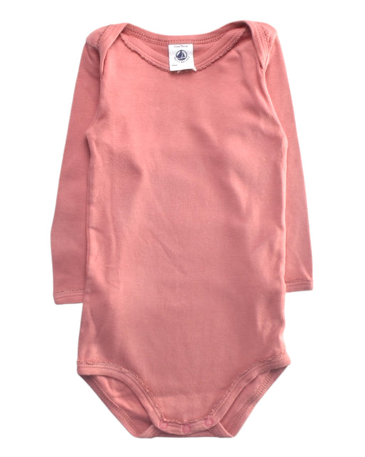 A Pink Long Sleeve Bodysuits from Petit Bateau in size 6-12M for girl. (Front View)