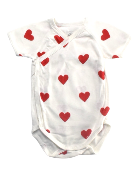 A Red Short Sleeve Bodysuits from Petit Bateau in size 6-12M for girl. (Front View)
