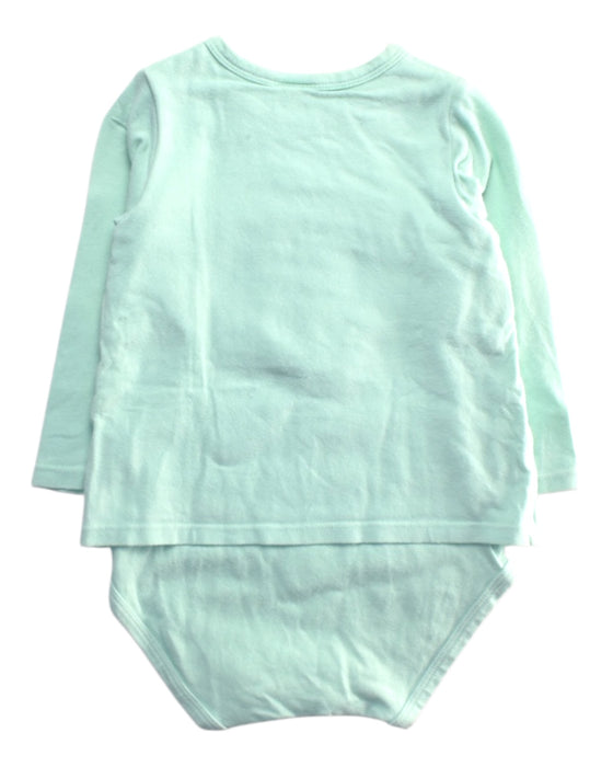 A Teal Long Sleeve Bodysuits from Seed in size 6-12M for girl. (Back View)