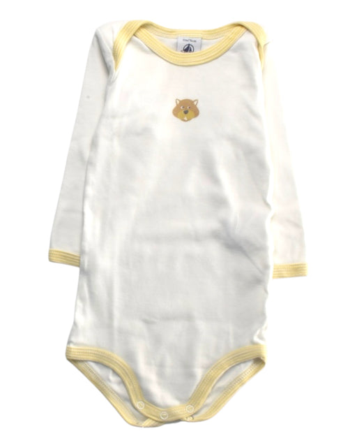 A White Long Sleeve Bodysuits from Petit Bateau in size 6-12M for girl. (Front View)