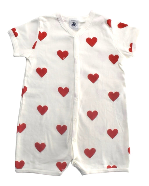 A Red Short Sleeve Rompers from Petit Bateau in size 6-12M for girl. (Front View)