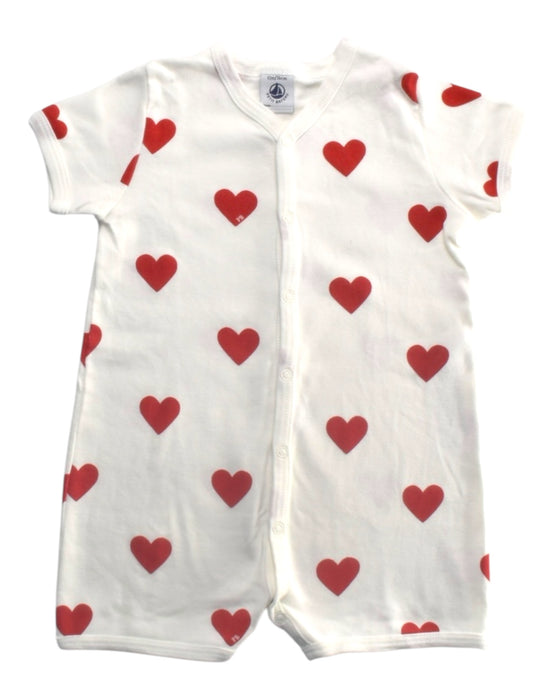 A Red Short Sleeve Rompers from Petit Bateau in size 6-12M for girl. (Front View)