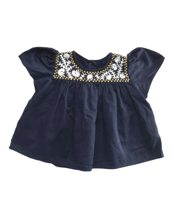 A Navy Short Sleeve Tops from Velveteen in size 6-12M for girl. (Front View)