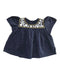 A Navy Short Sleeve Tops from Velveteen in size 6-12M for girl. (Front View)