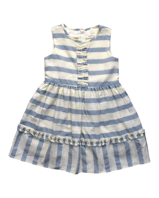 A Blue Sleeveless Dresses from Boden in size 4T for girl. (Front View)
