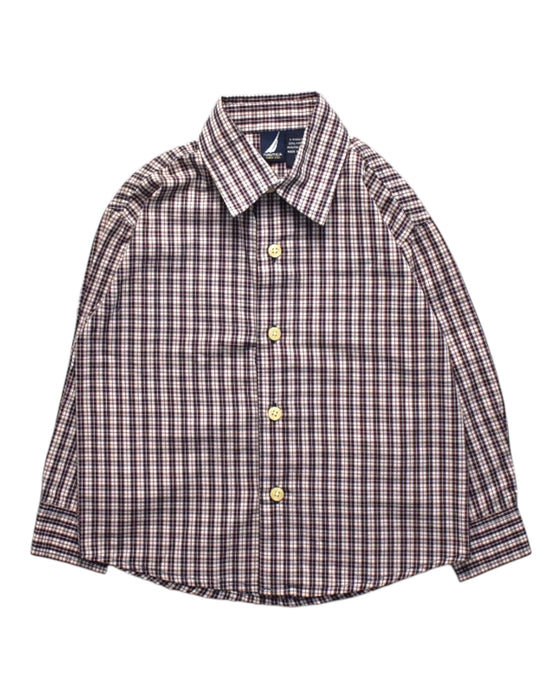 A Brown Long Sleeve Shirts from Nautica in size 2T for boy. (Front View)