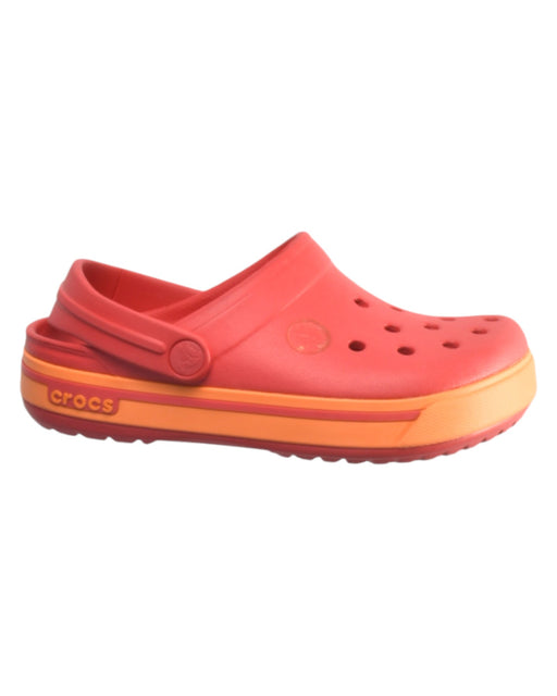 A Red Slip Ons from Crocs in size 5T for boy. (Front View)