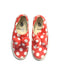 A Red Slip Ons from Vans in size 9Y for girl. (Back View)
