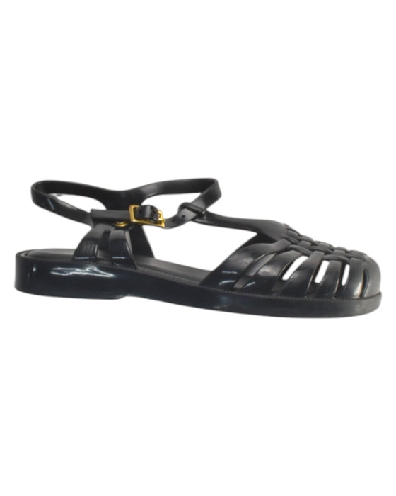 A Black Sandals from Melissa in size 6T for girl. (Front View)