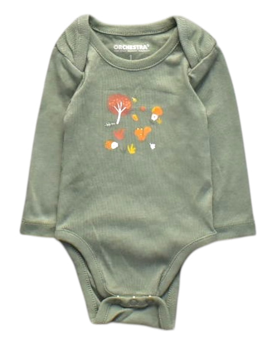A Green Long Sleeve Bodysuits from Orchestra in size 0-3M for girl. (Front View)