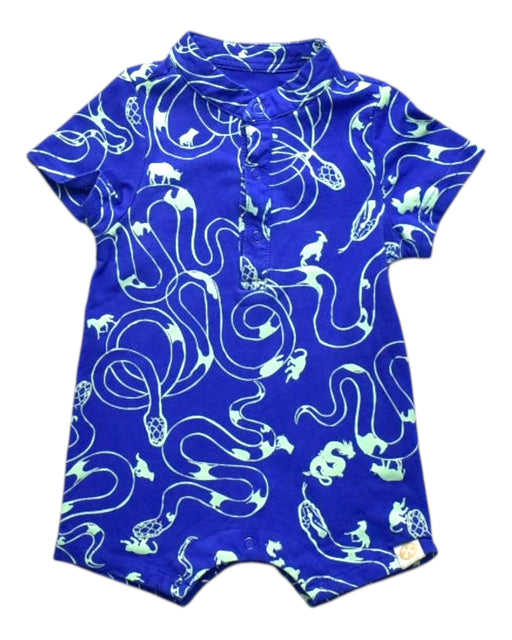 A Blue Short Sleeve Rompers from Le Petit Society in size 3-6M for boy. (Front View)