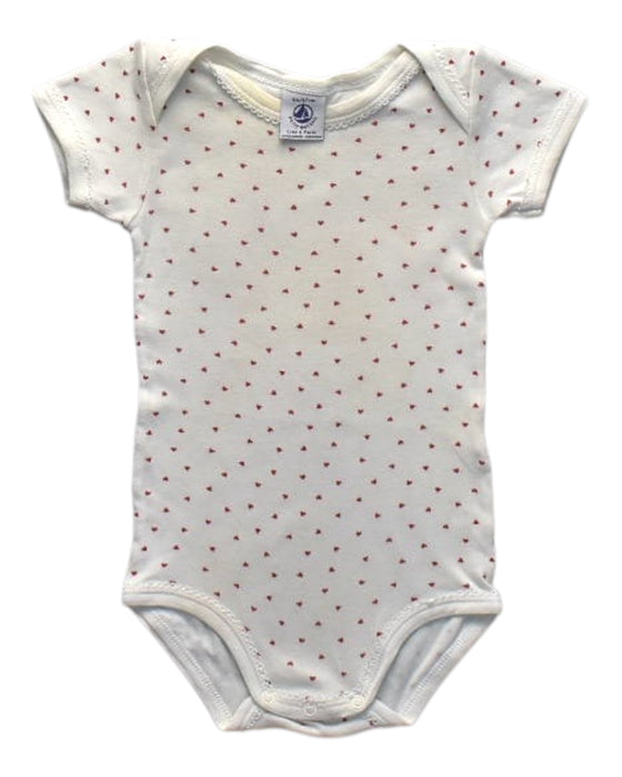 A White Short Sleeve Bodysuits from Petit Bateau in size 3-6M for girl. (Front View)