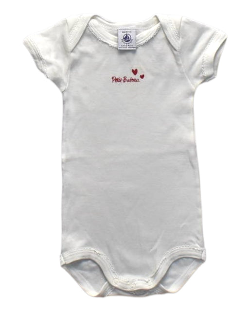 A White Short Sleeve Bodysuits from Petit Bateau in size 3-6M for girl. (Front View)