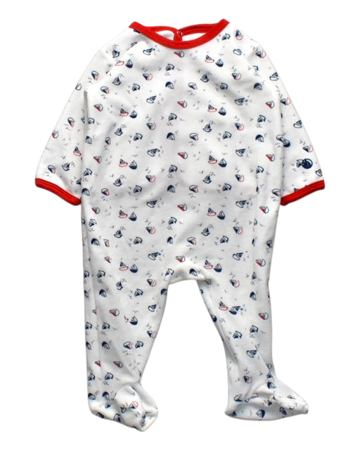 A White Onesies from Petit Bateau in size 3-6M for boy. (Front View)
