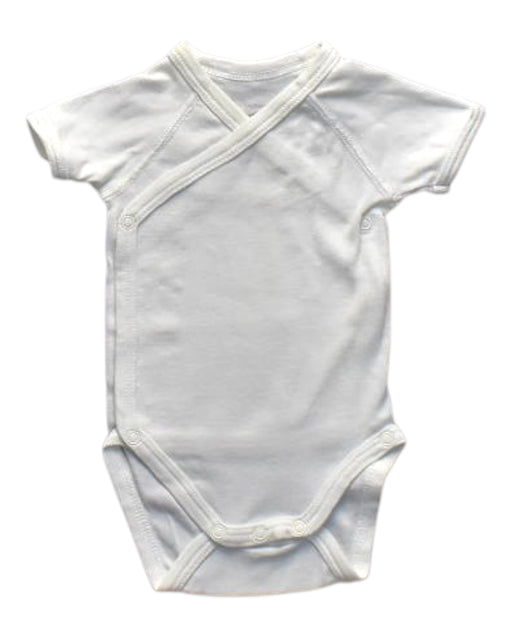 A White Short Sleeve Bodysuits from Petit Bateau in size 0-3M for girl. (Front View)
