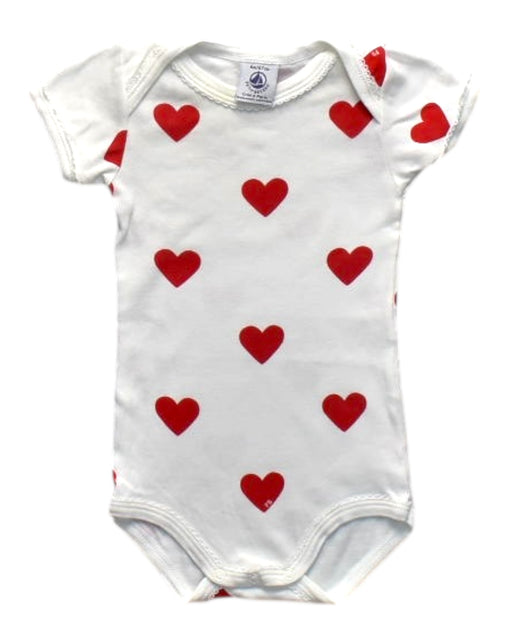 A Red Short Sleeve Bodysuits from Petit Bateau in size 3-6M for girl. (Front View)