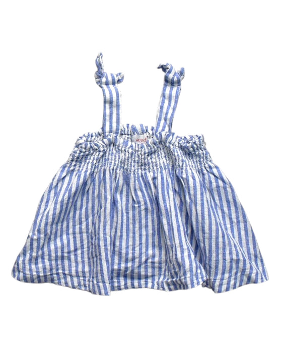 A Blue Sleeveless Tops from Seed in size 4T for girl. (Front View)