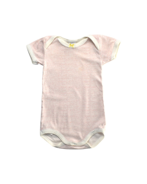 A Pink Short Sleeve Bodysuits from Petit Bateau in size 3-6M for girl. (Front View)