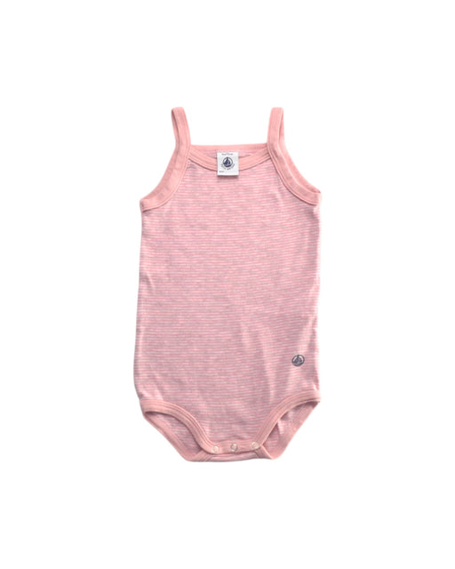 A Pink Sleeveless Bodysuits from Petit Bateau in size 6-12M for girl. (Front View)