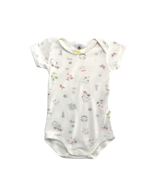 A White Short Sleeve Bodysuits from Petit Bateau in size 3-6M for girl. (Front View)