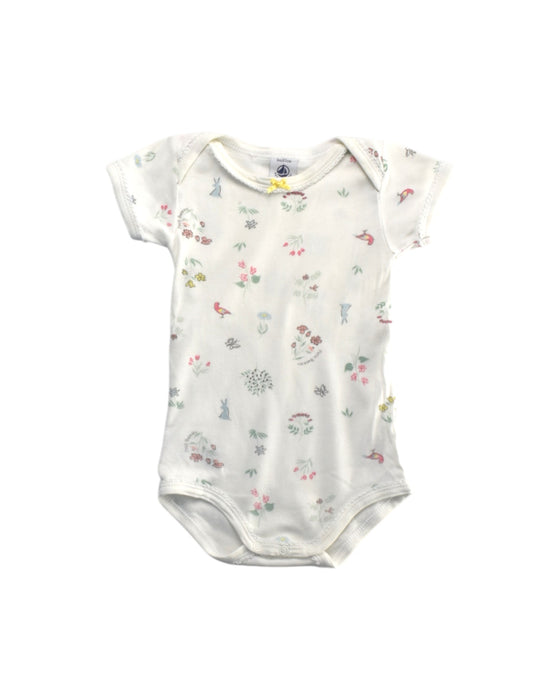 A White Short Sleeve Bodysuits from Petit Bateau in size 3-6M for girl. (Front View)