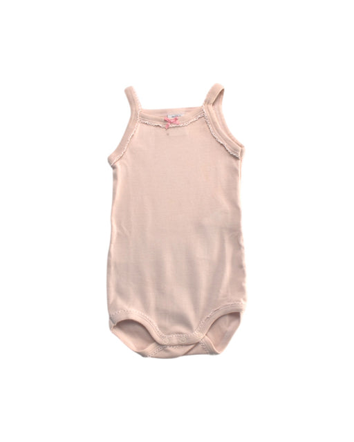 A Pink Sleeveless Bodysuits from Petit Bateau in size 0-3M for girl. (Front View)