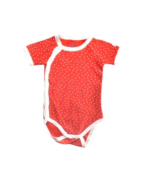 A Red Short Sleeve Bodysuits from Petit Bateau in size 3-6M for girl. (Front View)