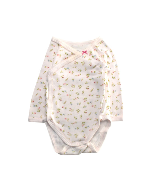 A White Long Sleeve Bodysuits from Petit Bateau in size 3-6M for girl. (Front View)