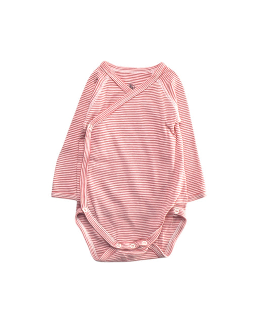 A Pink Long Sleeve Bodysuits from Petit Bateau in size 3-6M for girl. (Front View)