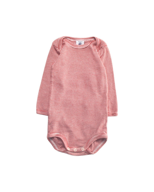 A Red Long Sleeve Bodysuits from Petit Bateau in size 3-6M for girl. (Front View)