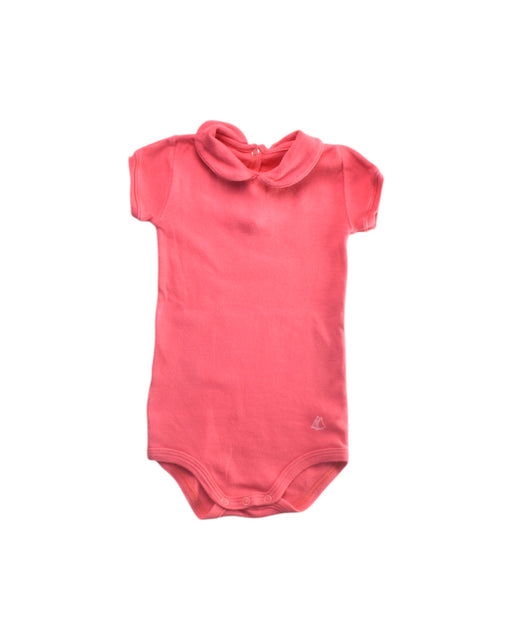 A Pink Short Sleeve Bodysuits from Petit Bateau in size 3-6M for girl. (Front View)