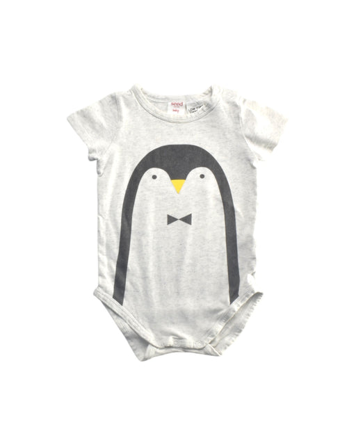 A White Short Sleeve Bodysuits from Seed in size 3-6M for girl. (Front View)