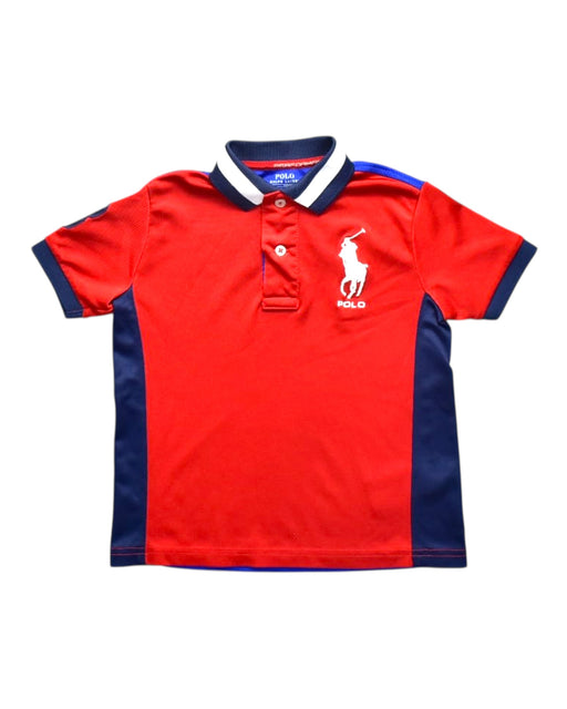 A Red Short Sleeve Polos from Polo Ralph Lauren in size 4T for boy. (Front View)