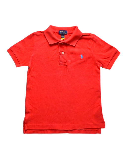 A Red Short Sleeve Polos from Polo Ralph Lauren in size 4T for boy. (Front View)